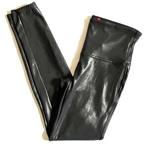 Spanx Black Faux Leather High Waisted Leggings Size L